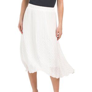 NEW NANETTE NANETTE LEPORE Pull On Chevron Pleated Skirt White 167mn